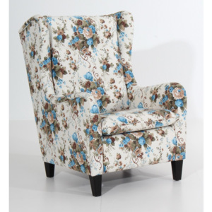 Brązowo-niebieski fotel w kwiaty Max Winzer Merlon