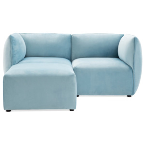 Jasnoniebieska 2-osobowa sofa modułowa z podnóżkiem Vivonita Velvet Cube