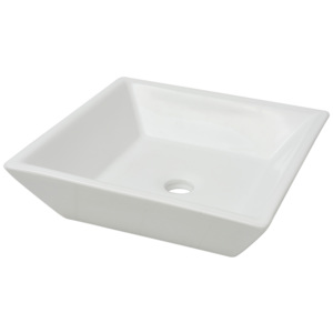 Umywalka ceramiczna, kwadratowa 41,5 x 41,5 x 12 cm, biała