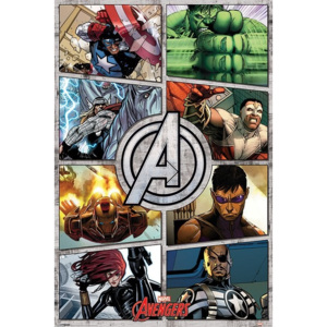 Plakat, Obraz Avengers - Comic Panels, (61 x 91,5 cm)