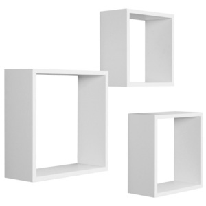 Zestaw 3 białych półek Intertade Cube