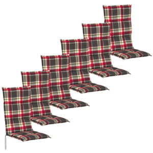Poduszki na krzesła ogrodowe 6 szt. 117x49 cm w czerwono zielona kratę