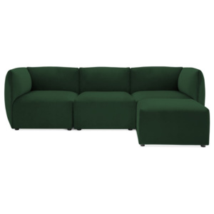 Malachitowa 3-osobowa sofa modułowa z podnóżkiem Vivonita Velvet Cube
