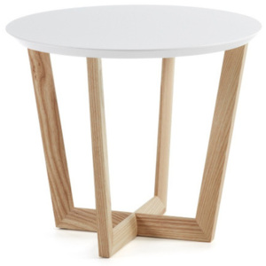 Stolik z drewna jesionowego z białym blatem La Forma Rondo, ⌀ 60 cm