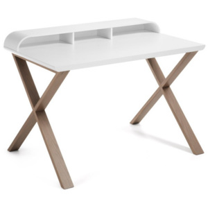 Białe biurko z dębowego drewna La Forma Success