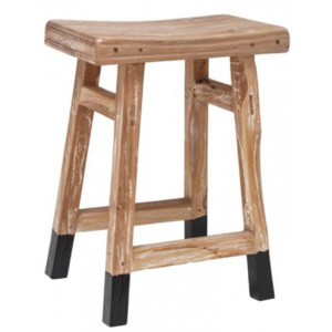HK Living stołek z drewna tekowego, czarny