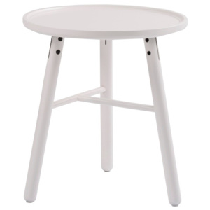 Biały stolik z drewna brzozowego Folke Saga, ⌀ 50 cm