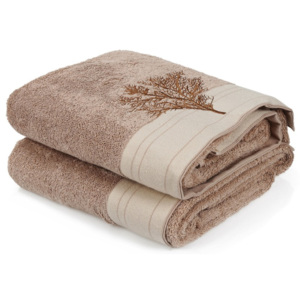 Zestaw 2 brązowych ręczników bawełnianych Infinity, 70x140 cm