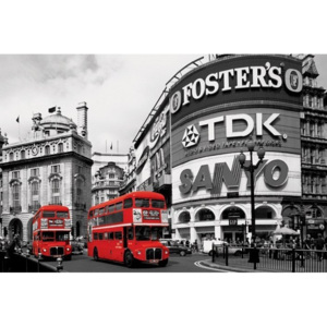 Plakat, Obraz London red bus - piccadilly circus, (91,5 x 61 cm)
