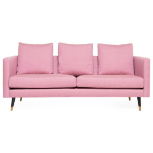Różowa sofa 3-osobowa z mosiężnymi nogami Vivonita Meyer Three