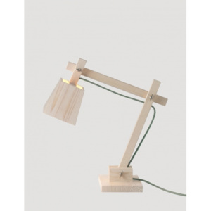 MUUTO lampa biurkowa WOOD LAMP, zielony kabel