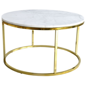 Biały stolik marmurowy z konstrukcją w kolorze złota RGE Accent, ⌀ 85 cm