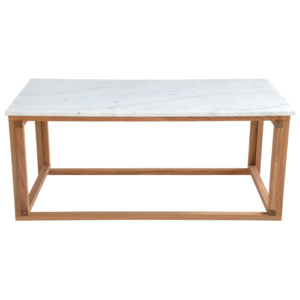 Biały stolik marmurowy z dębowymi nogami RGE Accent, szer. 110 cm