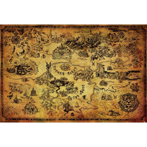 Plakat, Obraz The Legend Of Zelda - Hyrule Map, (91,5 x 61 cm)