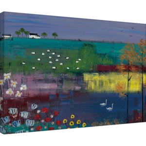 Lee McCarthy - Swan Lake Obraz na płótnie, (80 x 60 cm)