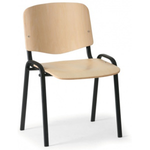 Drewniane krzesło ISO, buk, kolor konstrucji czarny, nośność 100 kg