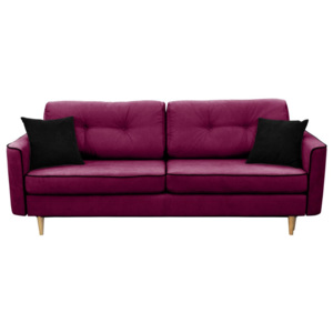 Fioletowa 3-osobowa sofa rozkładana z jasnymi nogami Mazzini Sofas Ivy