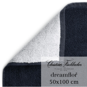 Christian Fischbacher Ręcznik 50 x 100 cm dwukolorowy biały / granatowy Dreamflor®, Fischbacher