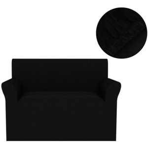 Elastyczny pokrowiec na sofę, prążkowany, czarny