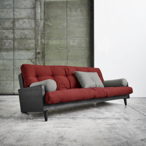 Sofa rozkładana Karup Indie Black/Passion Red/Granite Grey