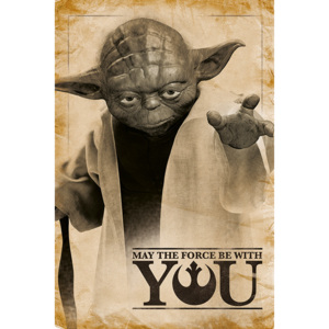 Plakat, Obraz Gwiezdne wojny - Yoda May The Force Be With You, (61 x 91,5 cm)