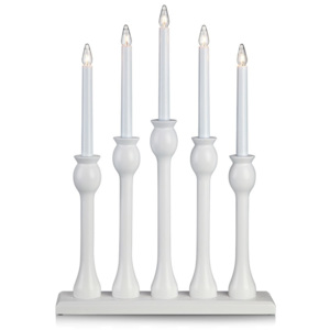 Biały świecznik drewniany LED Markslöjd Lovasa