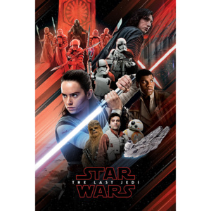 Plakat, Obraz Gwiezdne wojny Ostatni Jedi - Red Montage, (61 x 91,5 cm)