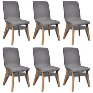 Krzesła jadalniane z dębową ramą, 6 szt, materiał, ciemnoszare