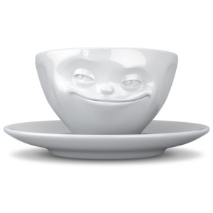 Biała uśmiechnięta filiżanka do espresso 58products