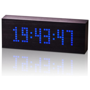 Czarny budzik z niebieskim wyświetlaczem LED Gingko Message Click Clock