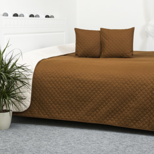 4Home Narzuta na łóżko Doubleface brązowy/kremowy, 220 x 240 cm, 40 x 40 cm