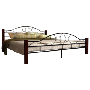 Metalowe łóżko z drewnianymi elementami (180 x 200 cm)
