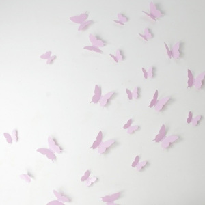 Zestaw 12 różowych naklejek 3D Ambiance Pink Butterflies