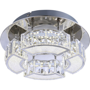 Lampa przysufitowa LED SILURUS Globo styl glamour, kryształ, chrom, plastik, akryl