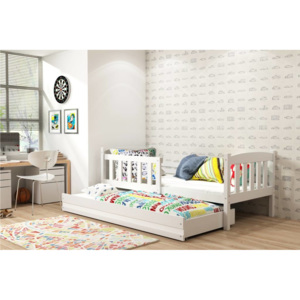 Łóżko dla dzieci dwuosobowe wysuwane z materacem – KubuŚ – Białe