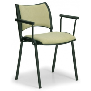 Krzesła konferencyjne SMART - czarne nogi, z podłokietnikami, zielony