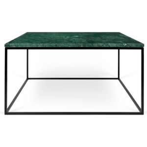 Zielony stolik marmurowy z czarnymi nogami TemaHome Gleam, 75 cm