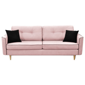 Różowa 3-osobowa sofa rozkładana z jasnymi nogami Mazzini Sofas Ivy