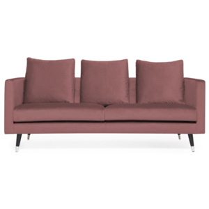 Różowa sofa 3-osobowa z nogami w kolorze srebra Vivonita Harper Velvet