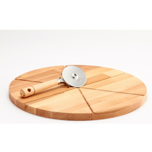 Komplet deski z drewna bukowego i noża do pizzy Bisetti, 35 cm