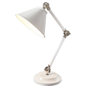 Klasyczna lampa stołowa Prestige biała chrom