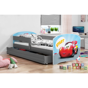 Łóżko dla dzieci pojedyncze jednoosobowe z materacem – Luki – Grafitowe