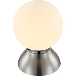 Globo Lampka nocna KITTY - nowoczesny, srebrny, biały, chrom, nikiel, chrom, szkło, kulisty