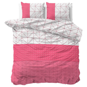 Różowo-biała pościel z mikroperkalu Sleeptime Gino, 200x220 cm