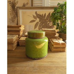 Zielony wazon ceramiczny z pokrywką Orchidea Milano, 21 cm