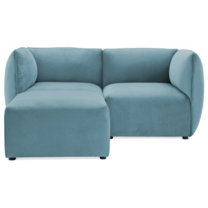 Ciemnoniebieska 2-osobowa sofa modułowa z podnóżkiem Vivonita Velvet Cube