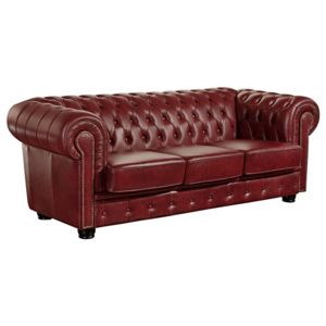 Czerwona skórzana sofa 3-osobowa Max Winzer Norwin