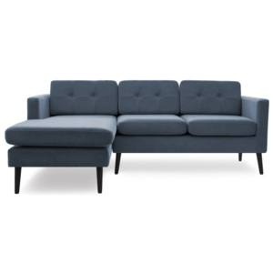 Jasnoniebieska sofa narożna lewostronna z czarnymi nogami Vivonita Sondero