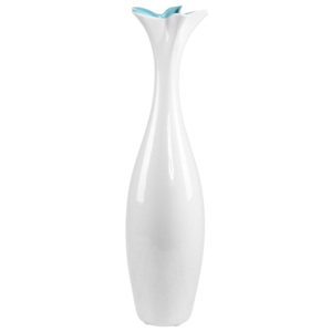 Biały wazon ceramiczny z niebieskim detalem Mauro Ferretti Mica, wys. 58 cm
