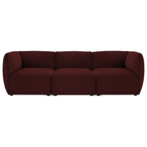 Bordowa 3-osobowa sofa modułowa Vivonita Velvet Cube